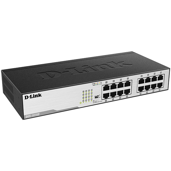D-Link 16-port 10/100/1000Base-T Unmanaged  Green Desktop Gigabit Switch (UK Plug) (DGS-1016D)2