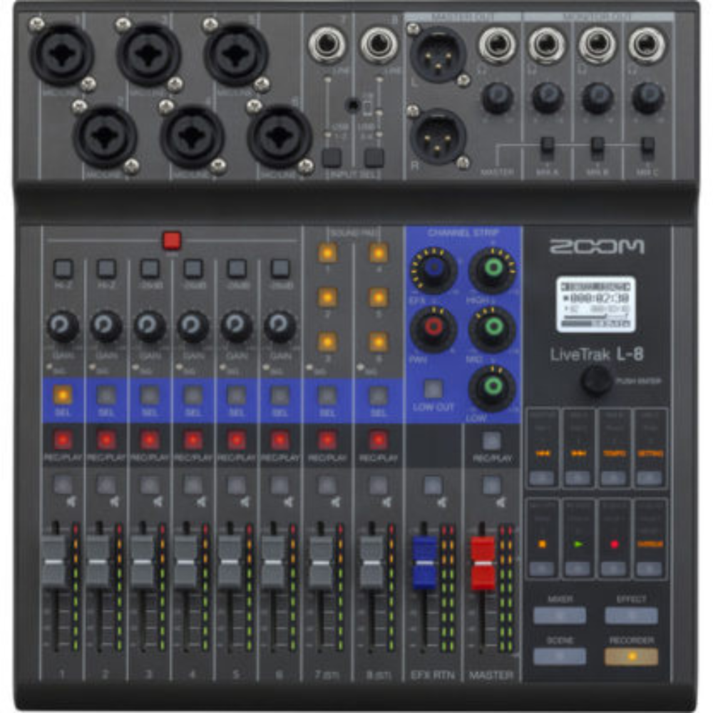 Zoom LiveTrak L-8 Portable 8-Channel Digital Mixer and Multitrack Recorder4