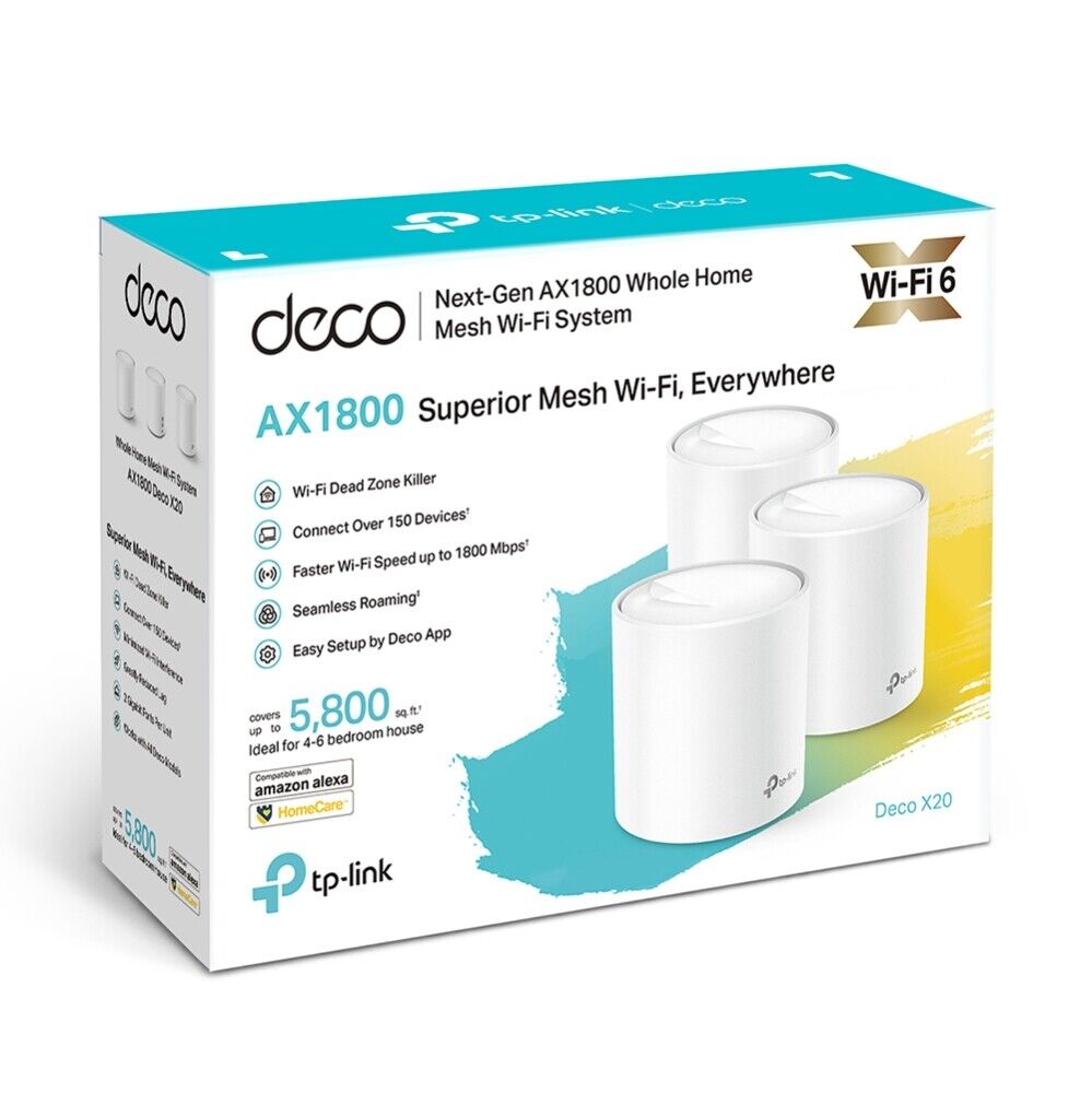 TP-Link Deco X50 AX1800 Whole Home Mesh WiFi 6 System (3 Pack) - TL-DECO X20-30