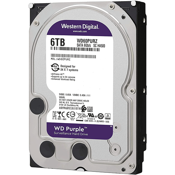 Western Digital 6TB WD Purple Surveillance Internal Hard Drive HDD - 5400 RPM, SATA 6 Gb/s, 128 MB Cache, 3.54