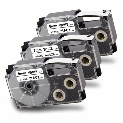 9mm*8m Black on White Byz-9we Casio Cartridge