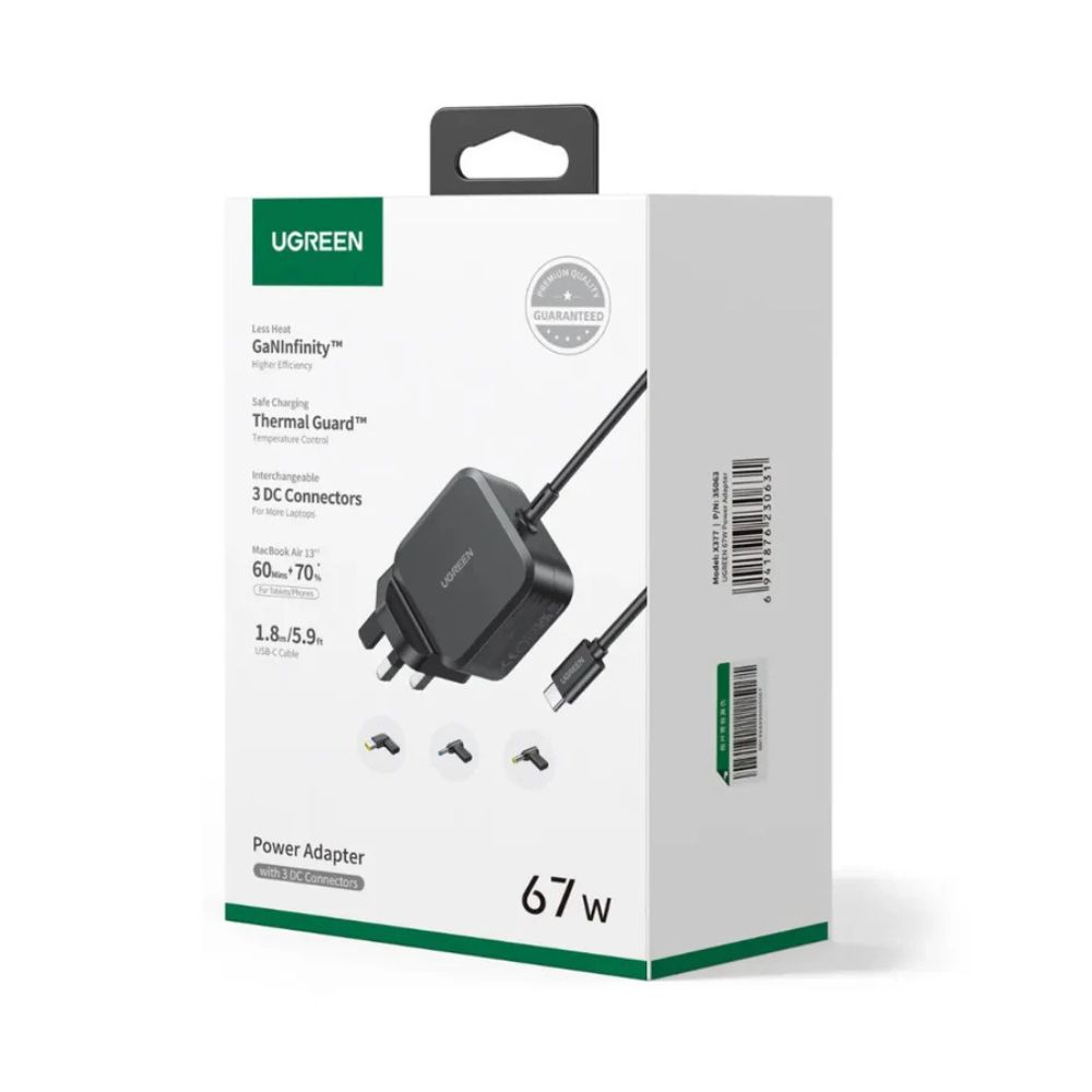 UGREEN USB-C 67W PD GaN Tech Power Adapter UK+3 DC Connectors X377-UG-35063