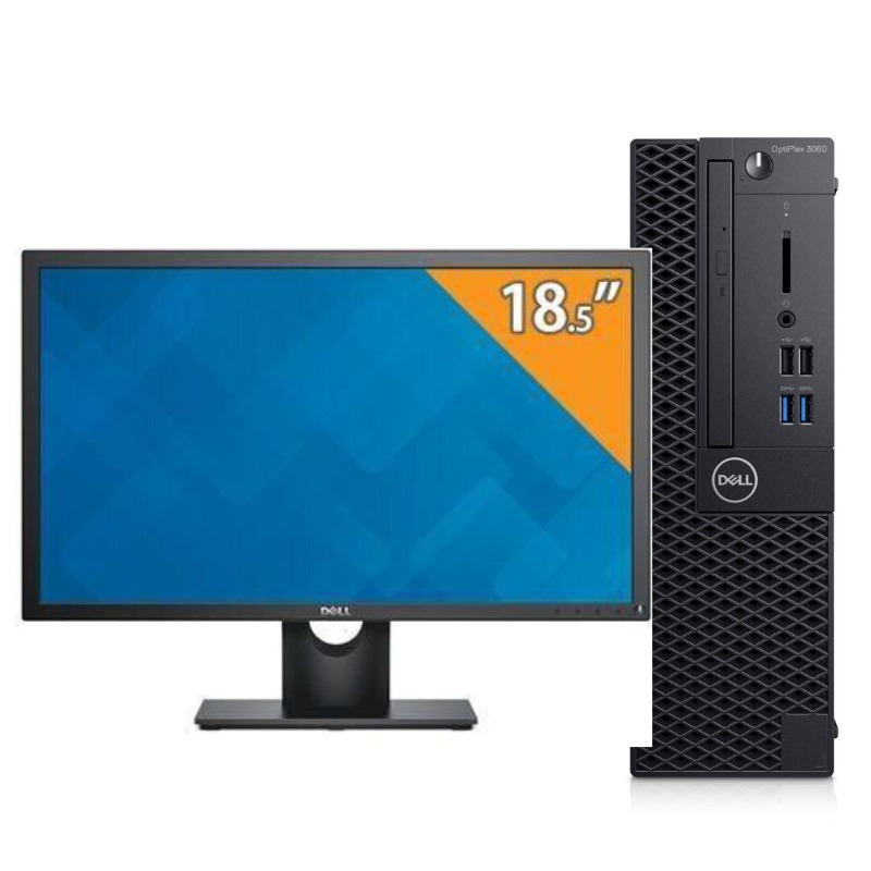Dell OptiPlex 3060 Tower Desktop PC - Core i3-8100 / 4GB RAM / 1TB HDD / DVD-RW Drive / Win 10 Pro & 19'' Monitor3