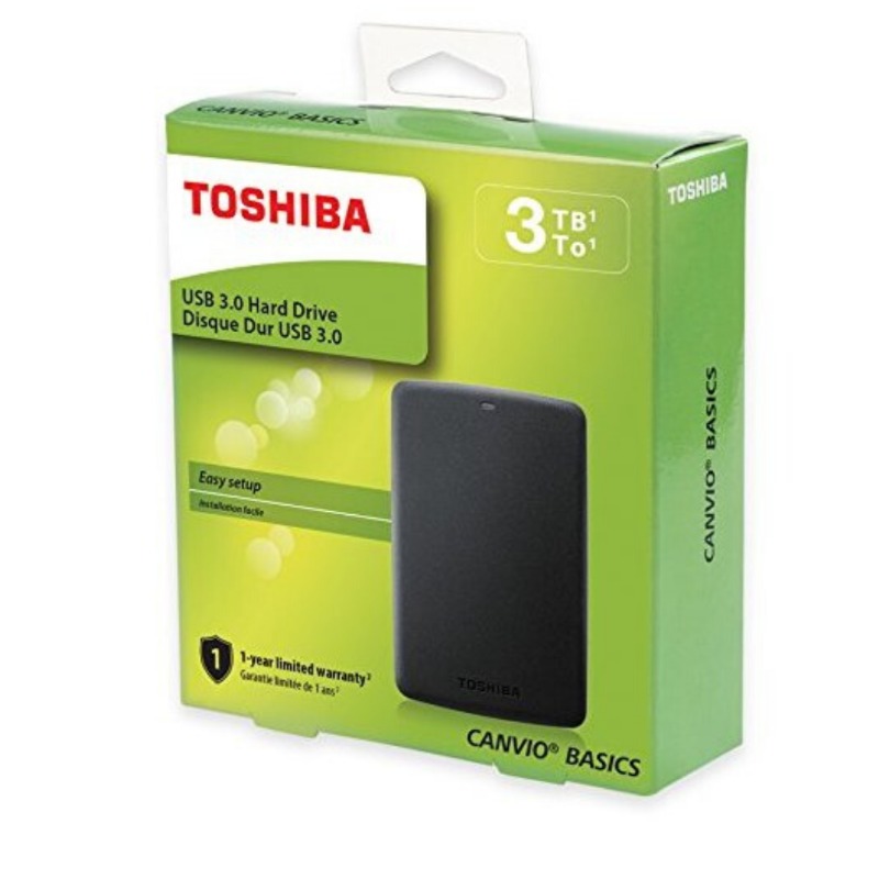 Toshiba HDTB330EK3CB 3TB Canvio Basics 2.5-Inch USB 3.0 Portable External Hard Drive - Black3