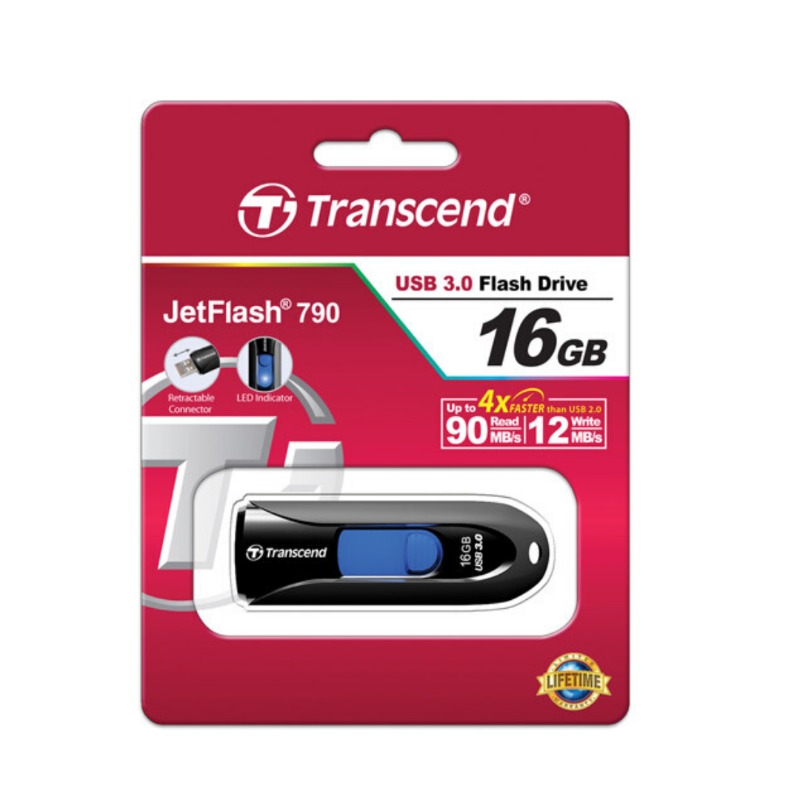 Transcend 16GB JetFlash 790 USB 3.0 Flash Drive (Black)0
