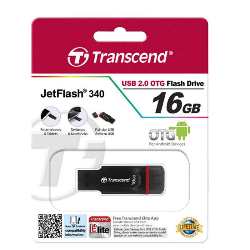 Transcend TS16GJF340 Jetflash 340 Mobile (OTG) 16GB USB Flash Drive0