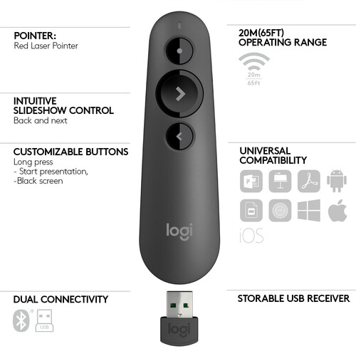 Logitech R500s Laser Presentation Remote - 910-0058430