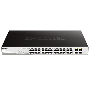 D-Link DGS-F1210-26PS-E – 24 port Managed Gigabit Switch with 24 10/100/1000 Mbps PoE ports, 2 Gigabit SFP uplink ports  (DGS-F1210-26PS)