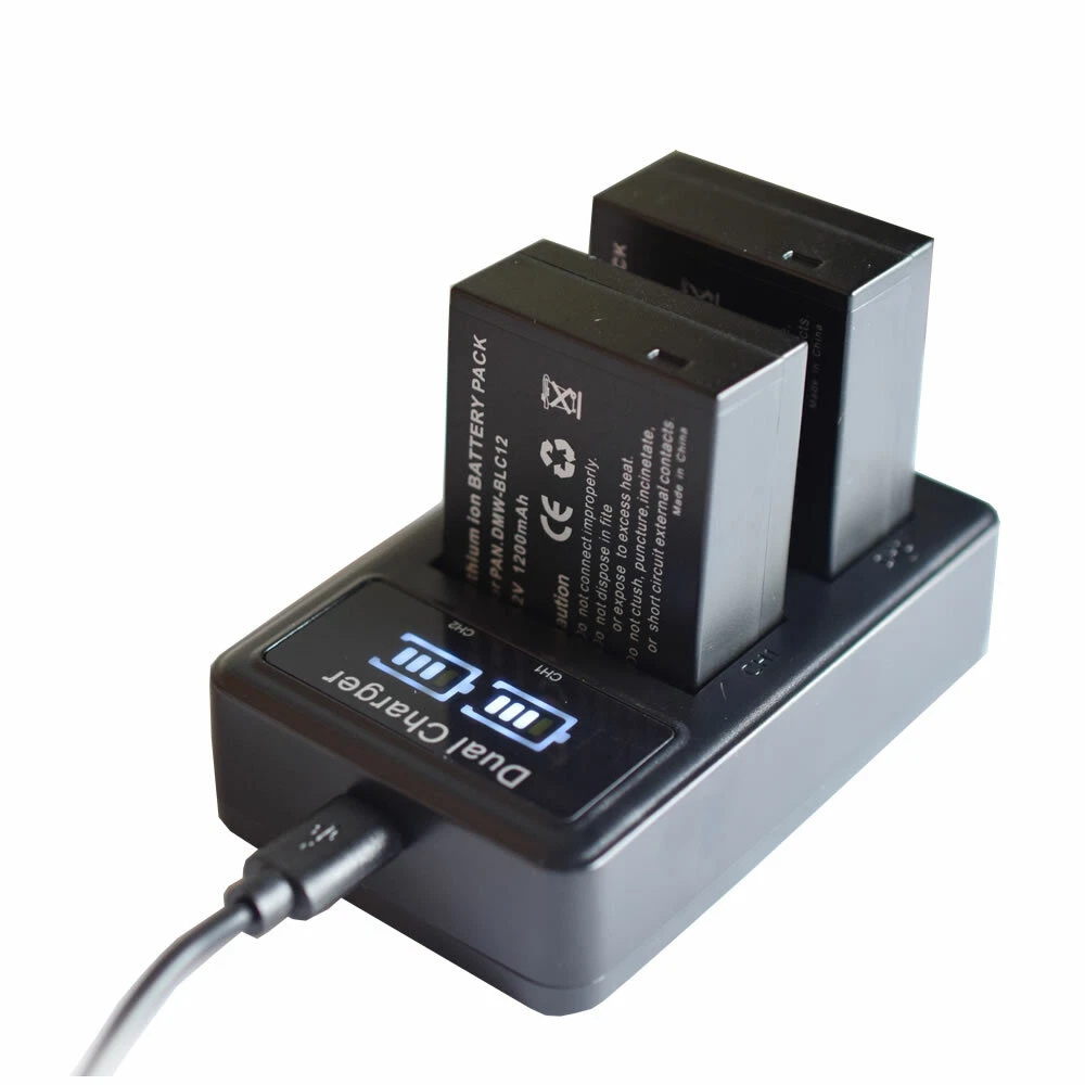 DMW-BLC12 Dual Charger for Lumix G7, G85, G95, FZ1000, GH2, G5, G6, GX8, FZ200, FZ300 4