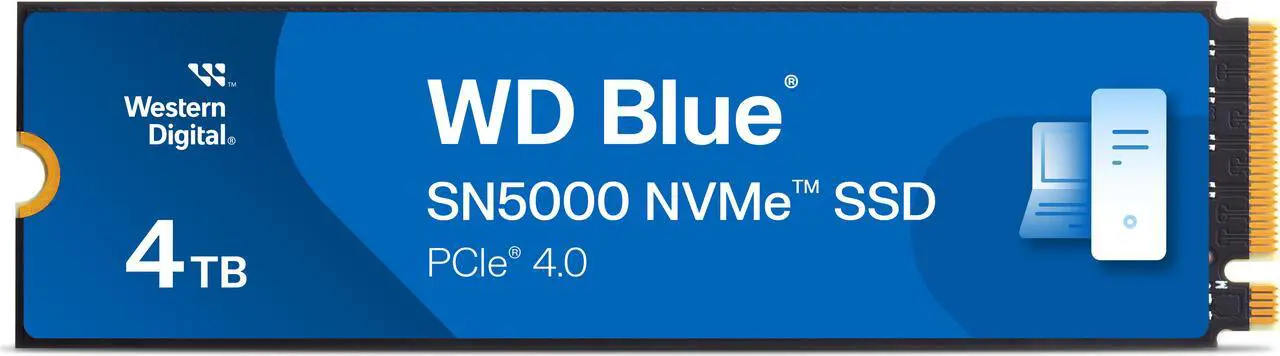 WD Blue 4TB SN5000 NVMe SSD Gen4 PCIe M.2 2280 WDS400T4B0E
