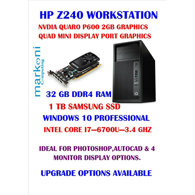 Hp Z240 Desktop Xeon V5 8gb 1tb 2gb Graphics K6200