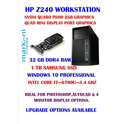 Hp Z240 Desktop Xeon V5 8gb 1tb 2gb Graphics K6202