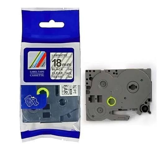 18mm x 8m black on clear label tape3