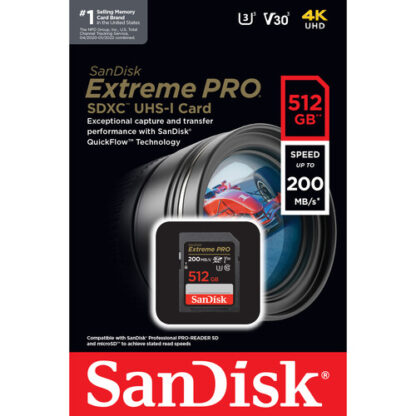 SanDisk 512GB 200mbps Extreme PRO UHS-I SDXC Memory Card4