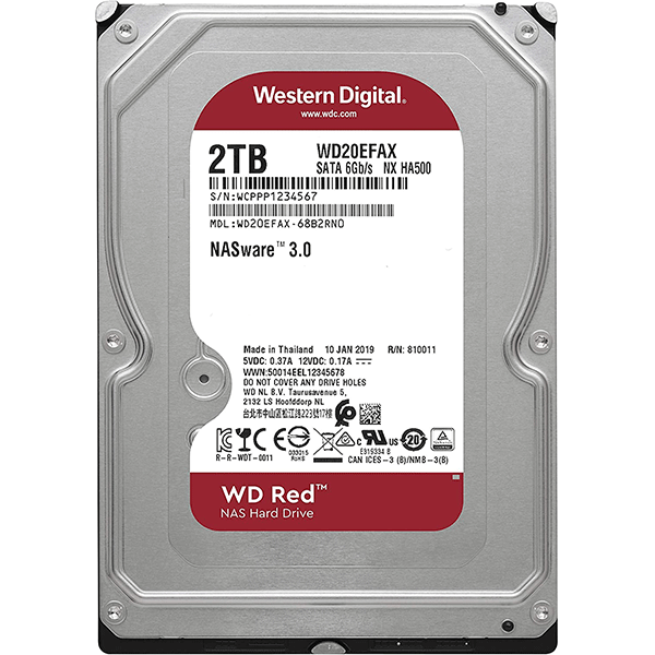 Western Digital 2TB WD Red NAS Internal Hard Drive HDD - 5400 RPM, SATA 6 Gb/s, SMR, 256MB Cache, 3.53