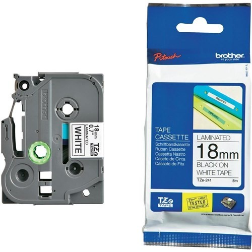 18mm x 8m black on white label tape0