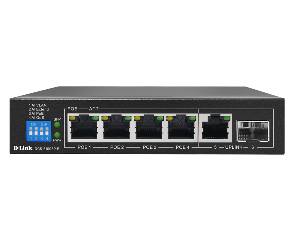 D-Link 250M 6-Port 1000Mbps Switch- DGS-F1006P-E2