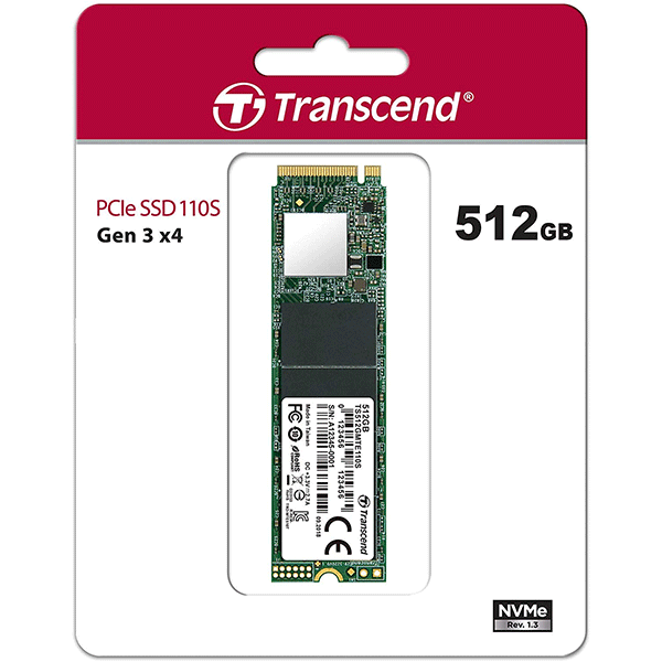 Transcend 512GB Nvme PCIe Gen3 X4 MTE110S M.2 SSD Solid State Drive TS512GMTE110S4
