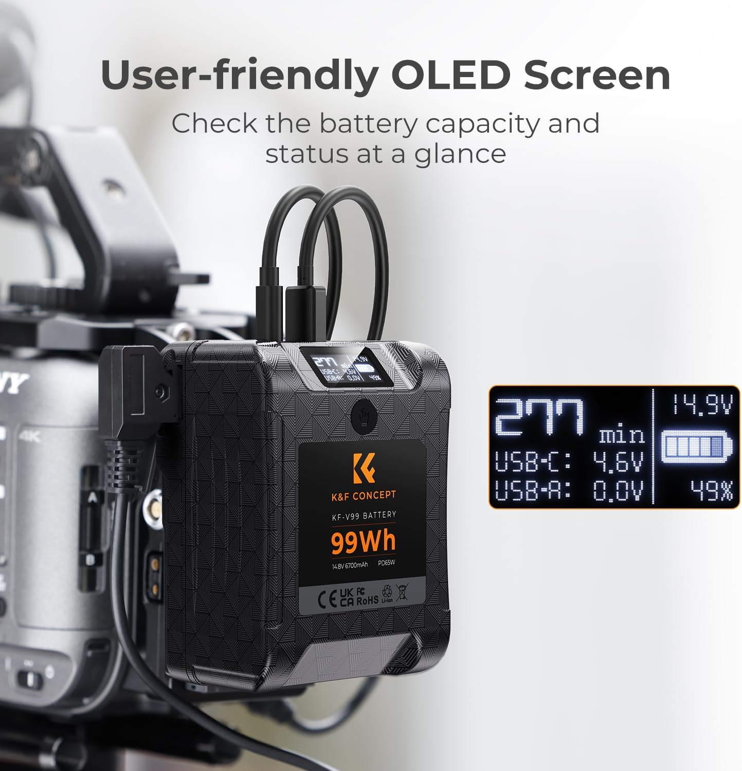 K&F Concept 99Wh Mini V-Mount Battery, 6700mAh2