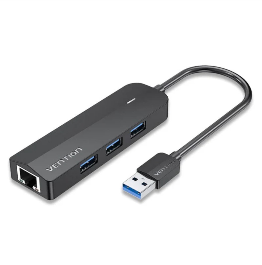 Vention 3-Port USB 3.0 Hub with Gigabit Ethernet Adapter 0.15M Black0