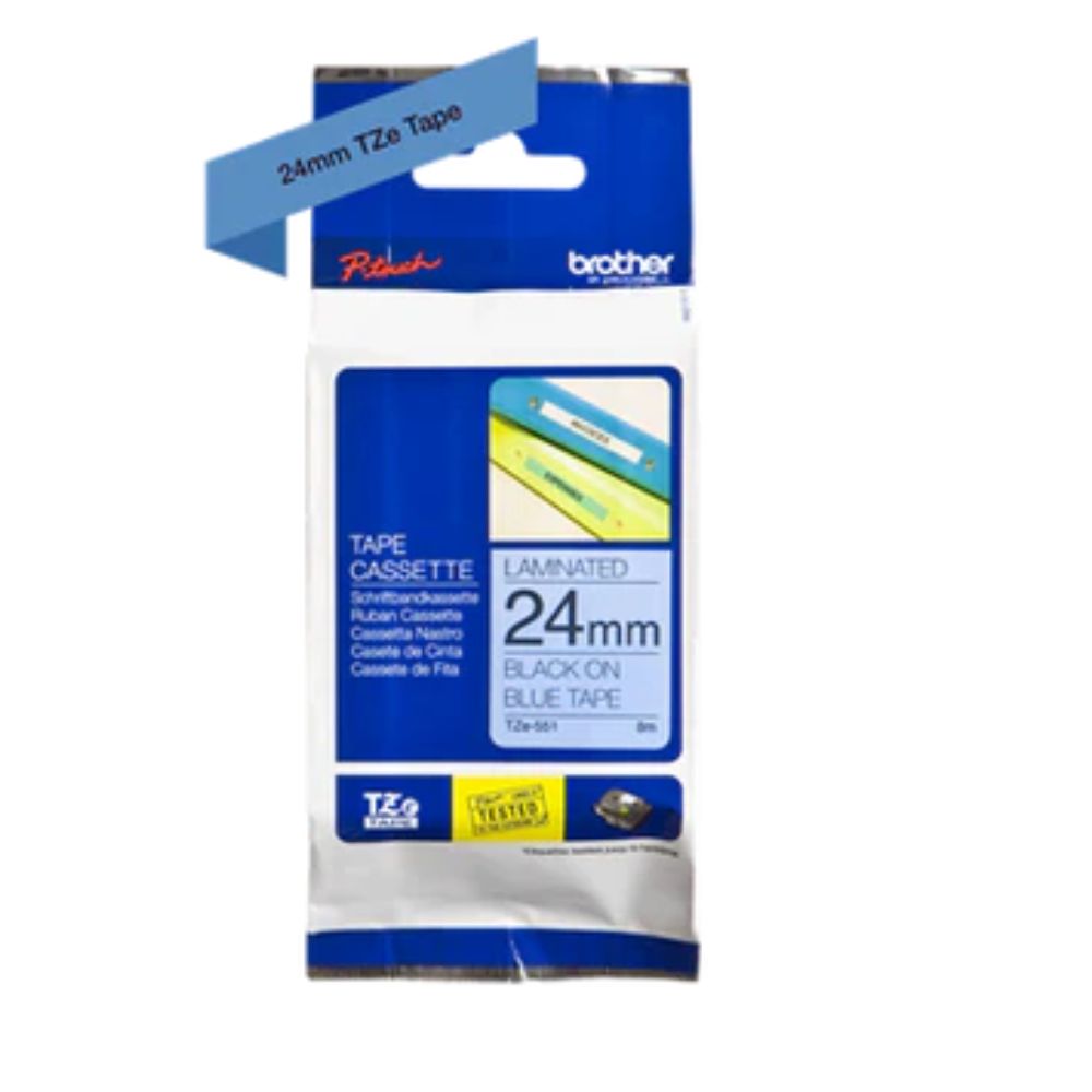 Brother TZe-551 Black on Blue Laminated Tape0