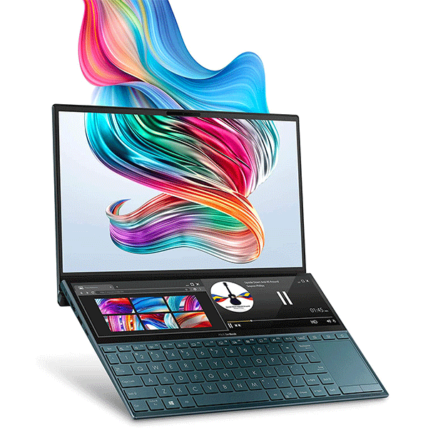 ASUS ZenBook Duo UX481 Laptop, 14â€ FHD NanoEdge Bezel Touch, Intel Core i7-10510U, GeForce MX250, 16GB RAM, 1TB PCIe SSD, Innovative ScreenPad Plus, Windows 10 Pro, Celestial Blue, UX481FL-XS74T0