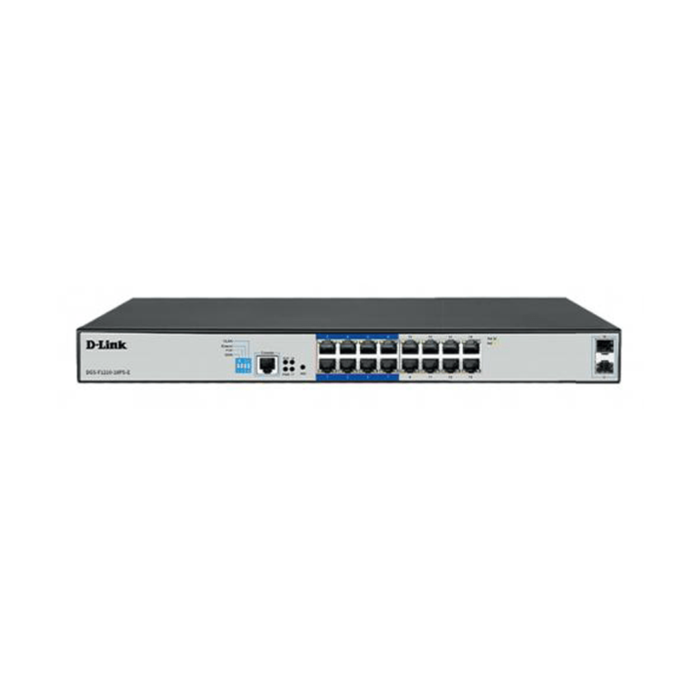 D-Link DGS-F1210-18PS 16-Port Gigabit Long Range 250m PoE+ Smart Switch