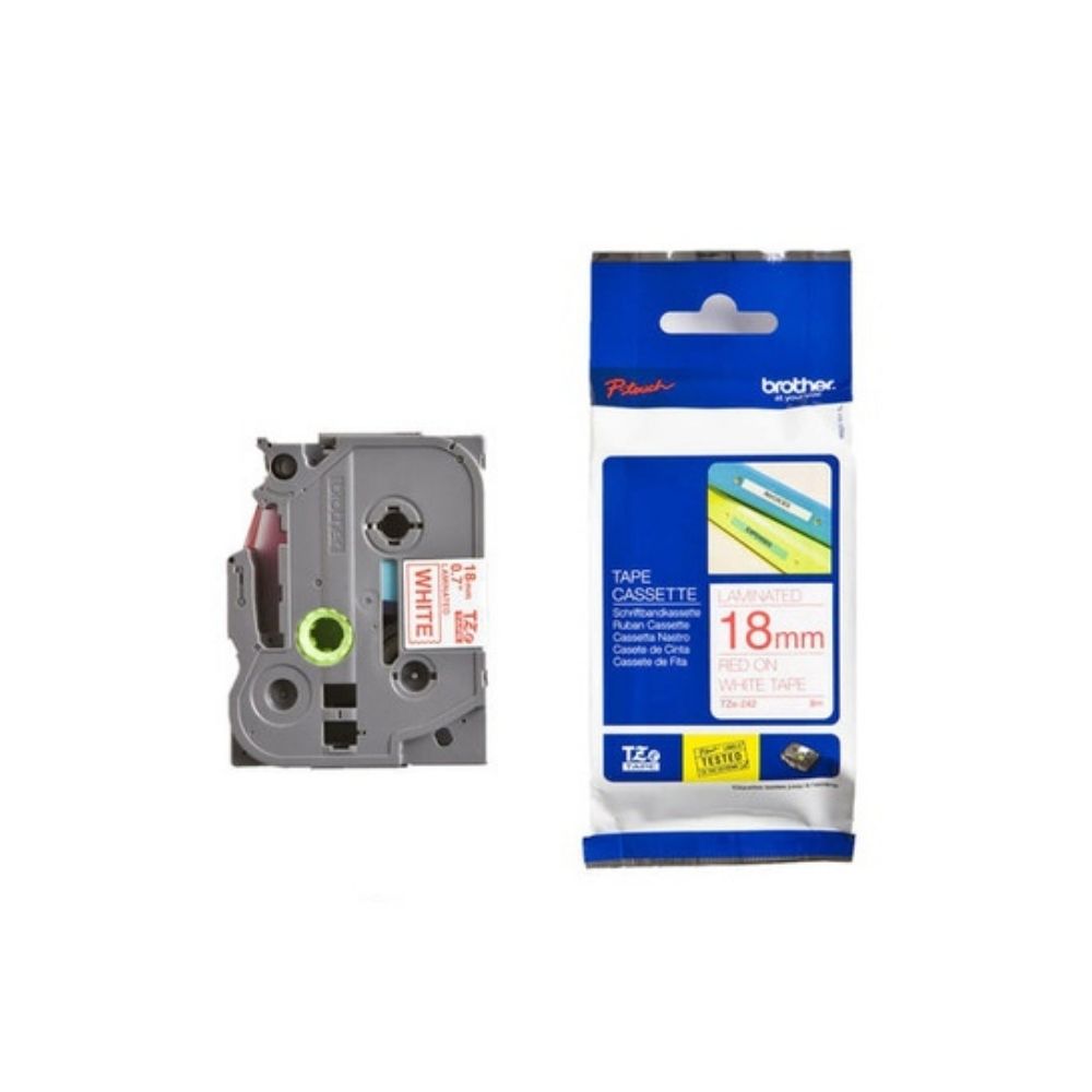 Brother TZE-242 18mm Red on  White Tape3