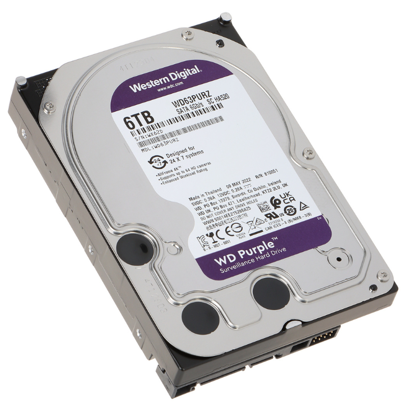 WD Purple 6TB Surveillance Hard Disk Drive - 5400 RPM Class SATA 6Gb/s 256MB Cache 3.5 Inch WD63PURZ4