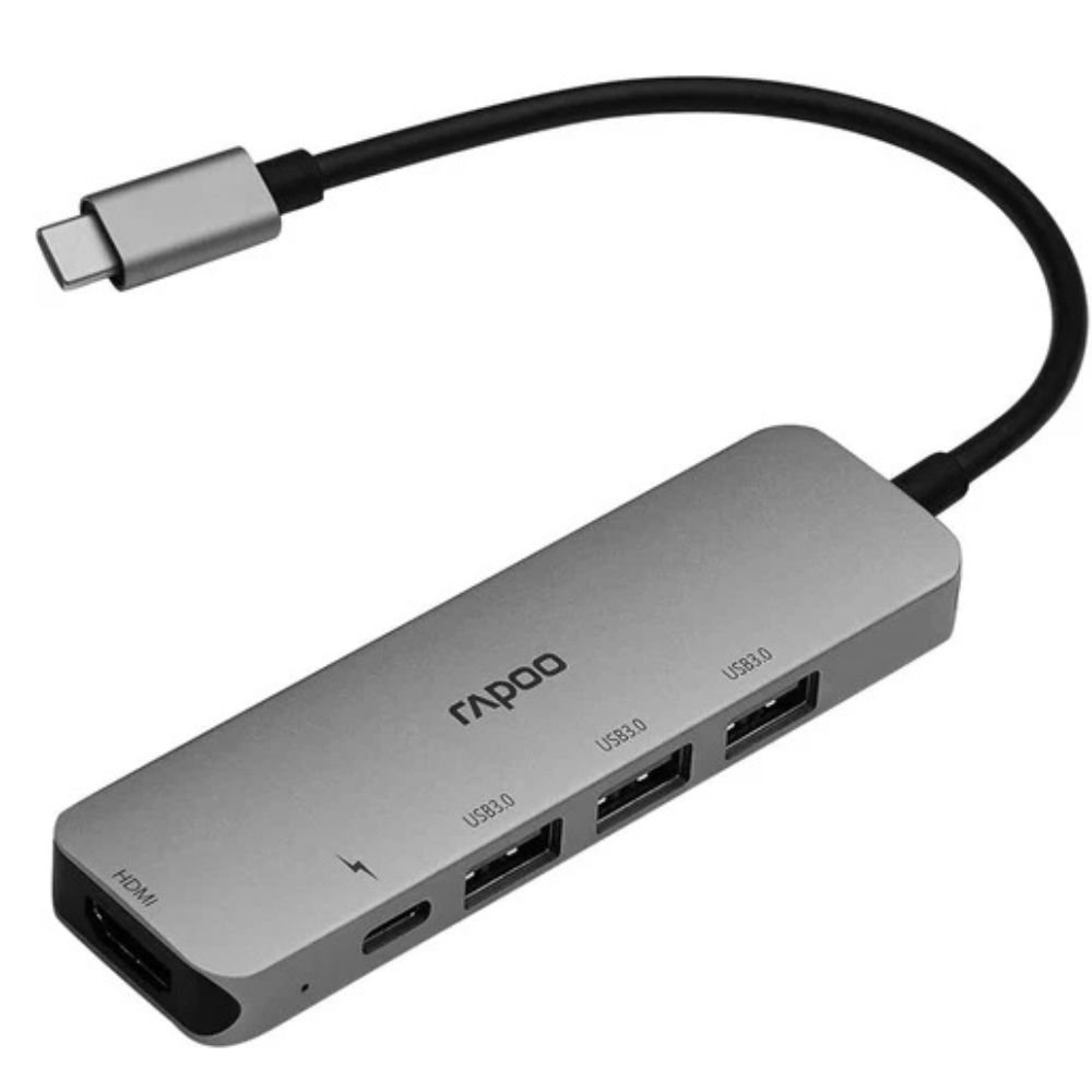 RAPOO XD100C 5-IN-1 USB TYPE-C HUB WITH 4K HDMI, 3 USB 3.0 PD CHARGING