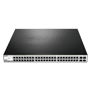 D-Link 24-Port 10/100/1000BaseT PoE  + 24-Port 10/100/1000Mbps ports + 4 SFP ports, Web Smart Switch, 193W PoE budget.  (802.3af/802.3at support) - DGS-1210-52P