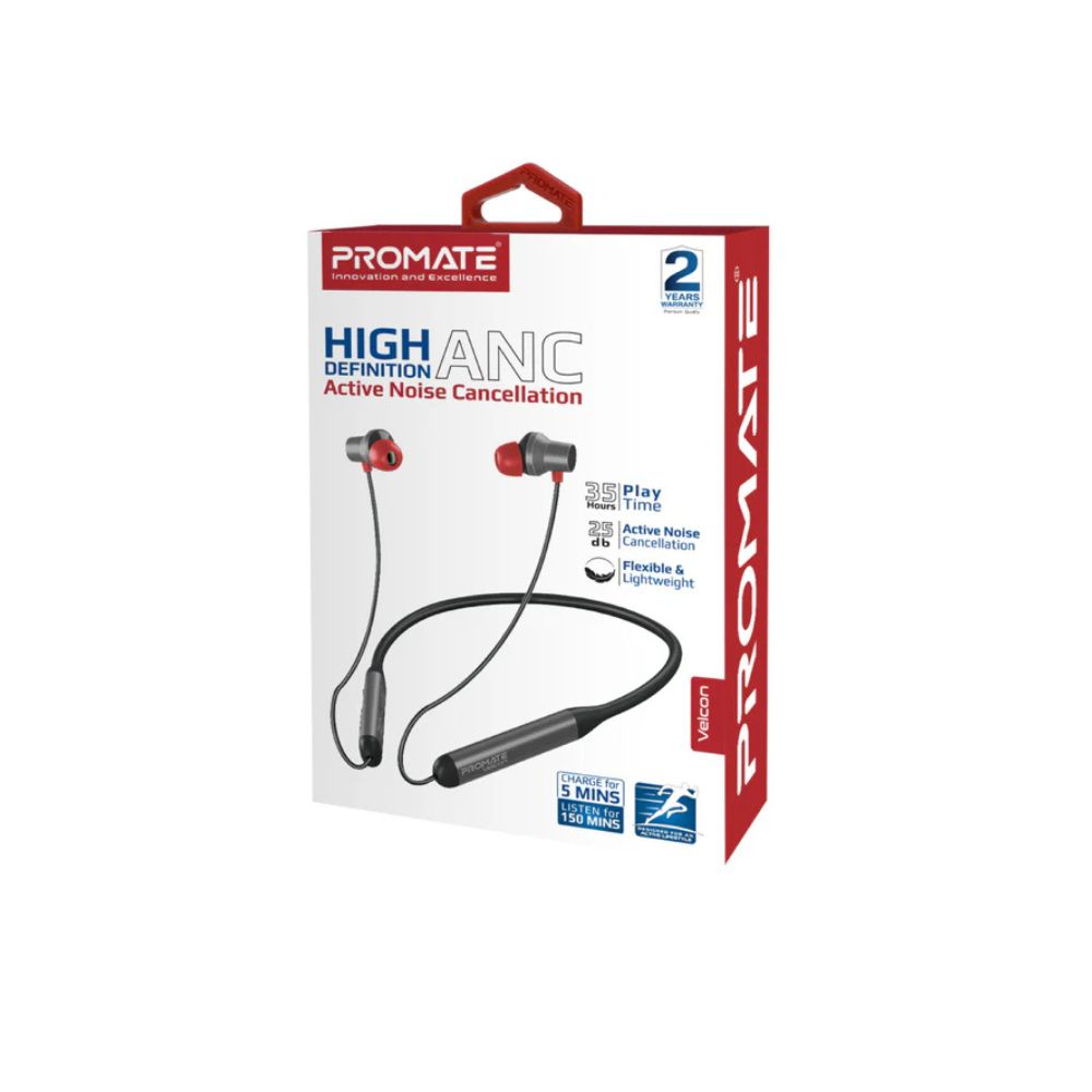 Promate Velcon High-Definition ANC Wireless Neckband Earphones 