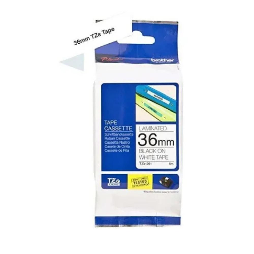 Brother TZe-261 36mm Black on White Label Tape0