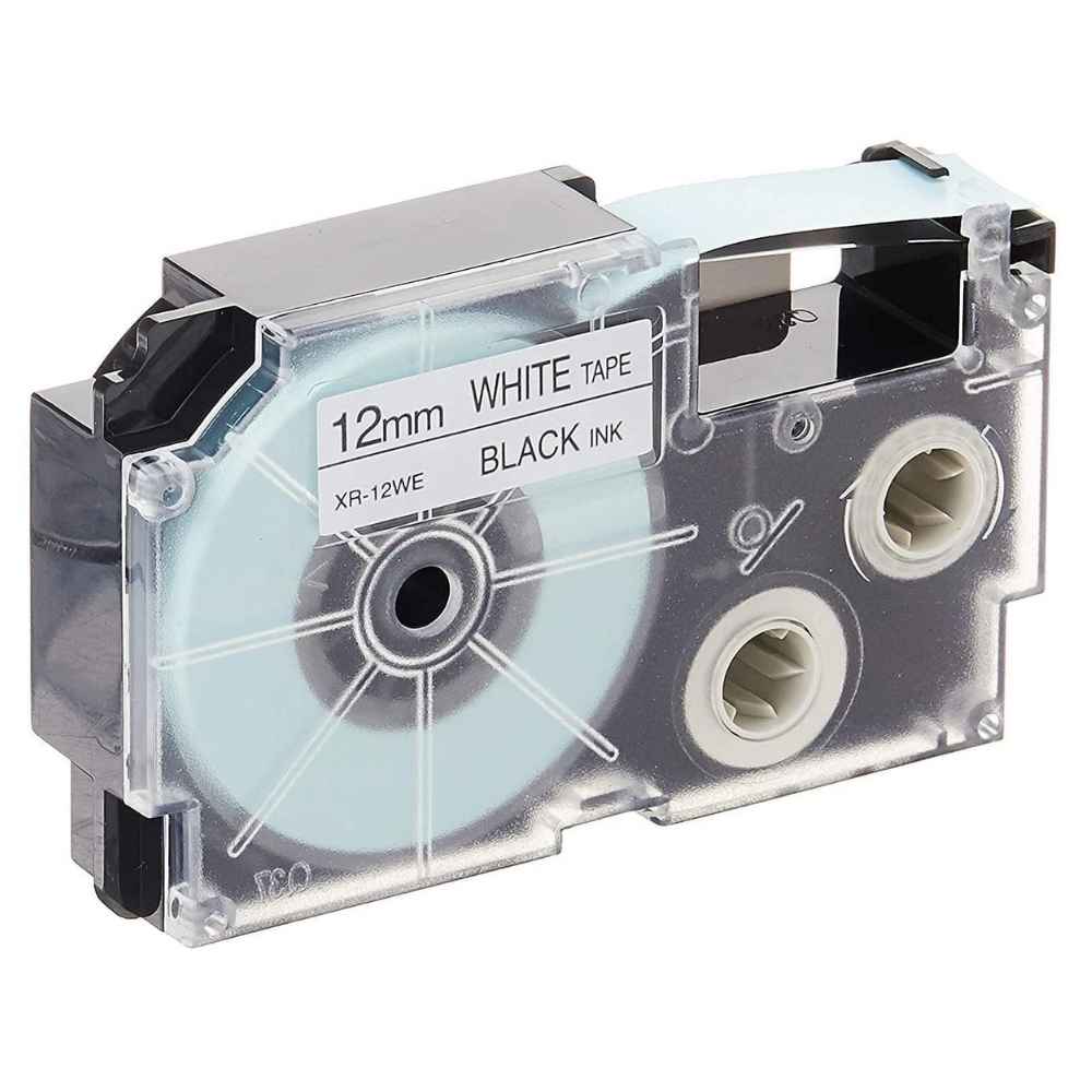 Casio 12mm Black on white labelling tape Cartridge3