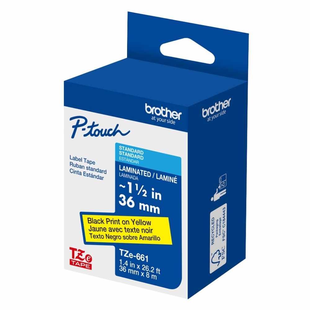 Brother TZe-661 36mm Laminated Tape Black on  Yellow Tape4