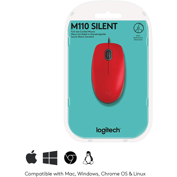 Logitech USB Silent Mouse M110S - Red (910-005489)4