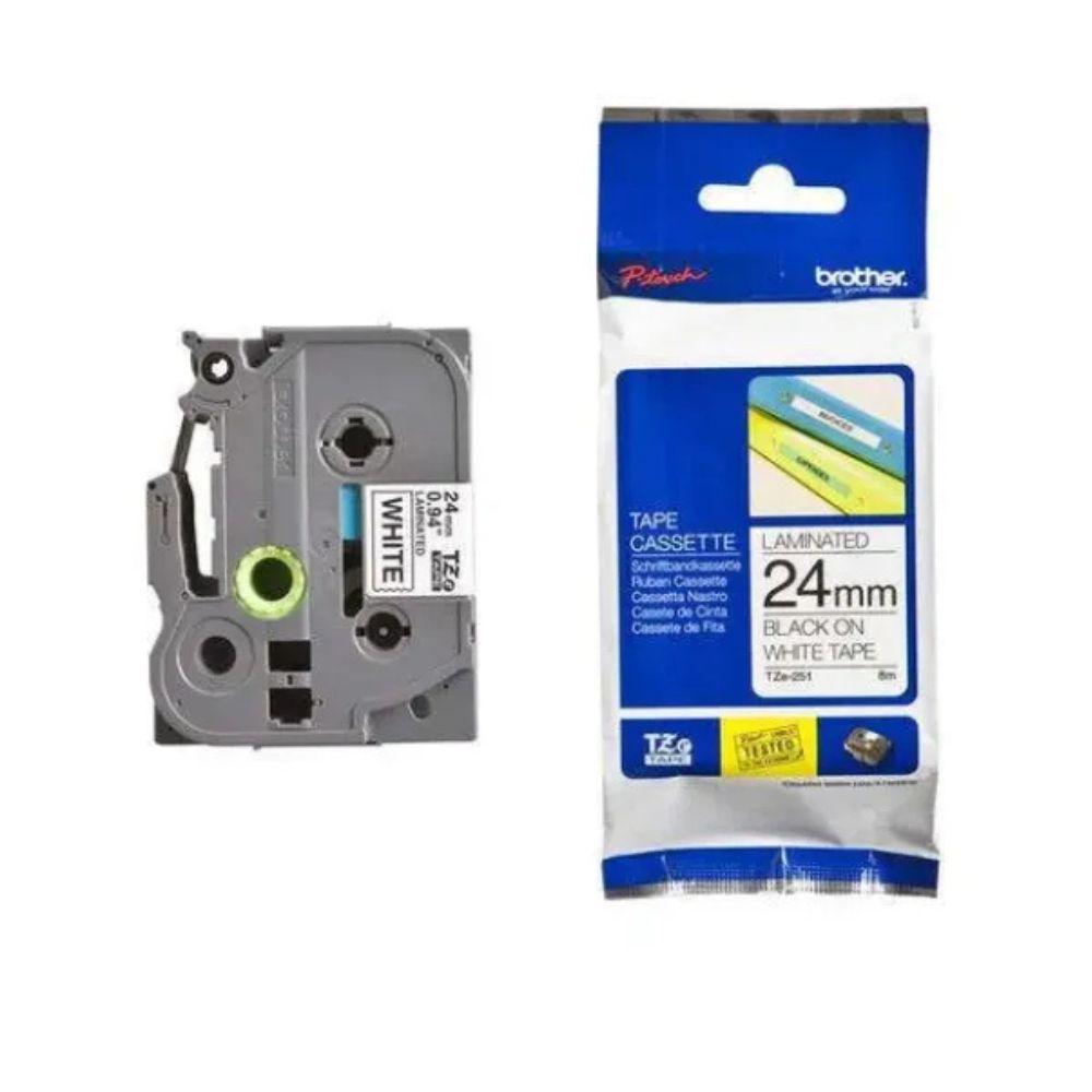 Brother TZe-251 24mm Black On White Tape0