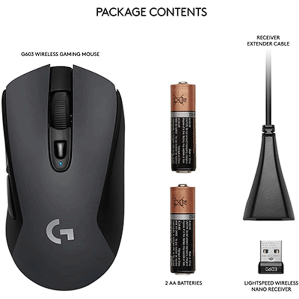 Logitech G603 LIGHTSPEED Wireless Gaming Mouse - (910-005099)3