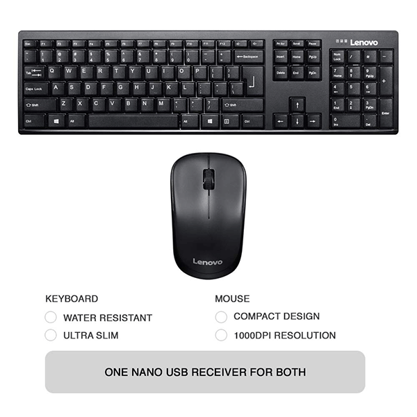 Lenovo 100 Wireless Combo Keyboard & Mouse (GX30L66303)3