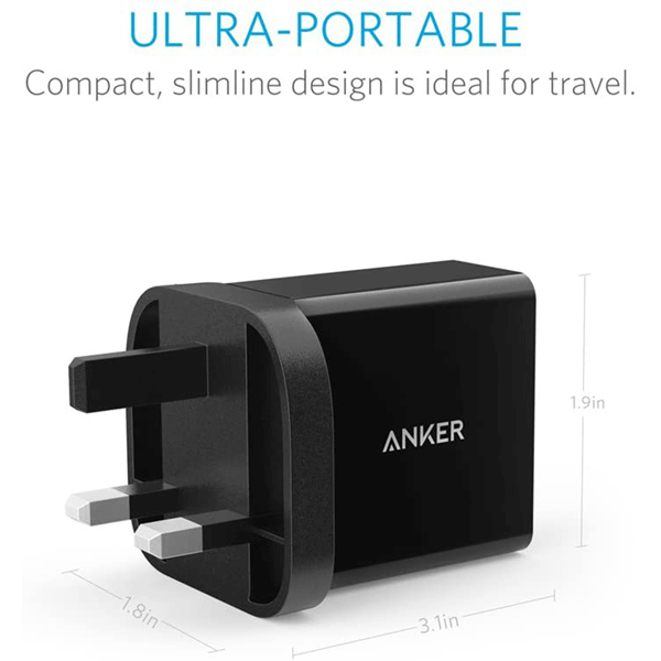 Anker USB Charger 4.8A/24W 2-Port USB Wall Charger and PowerIQ Technology2
