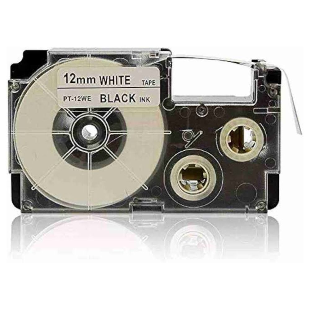 Casio 12mm × 8m Black on White Label Tape