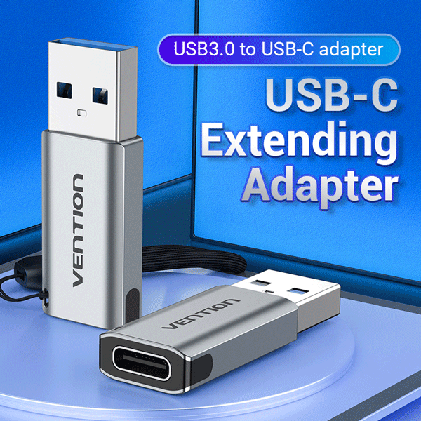 Vention USB 3.0 Male to USB-C Female Adapter Gray Aluminum Alloy Type3