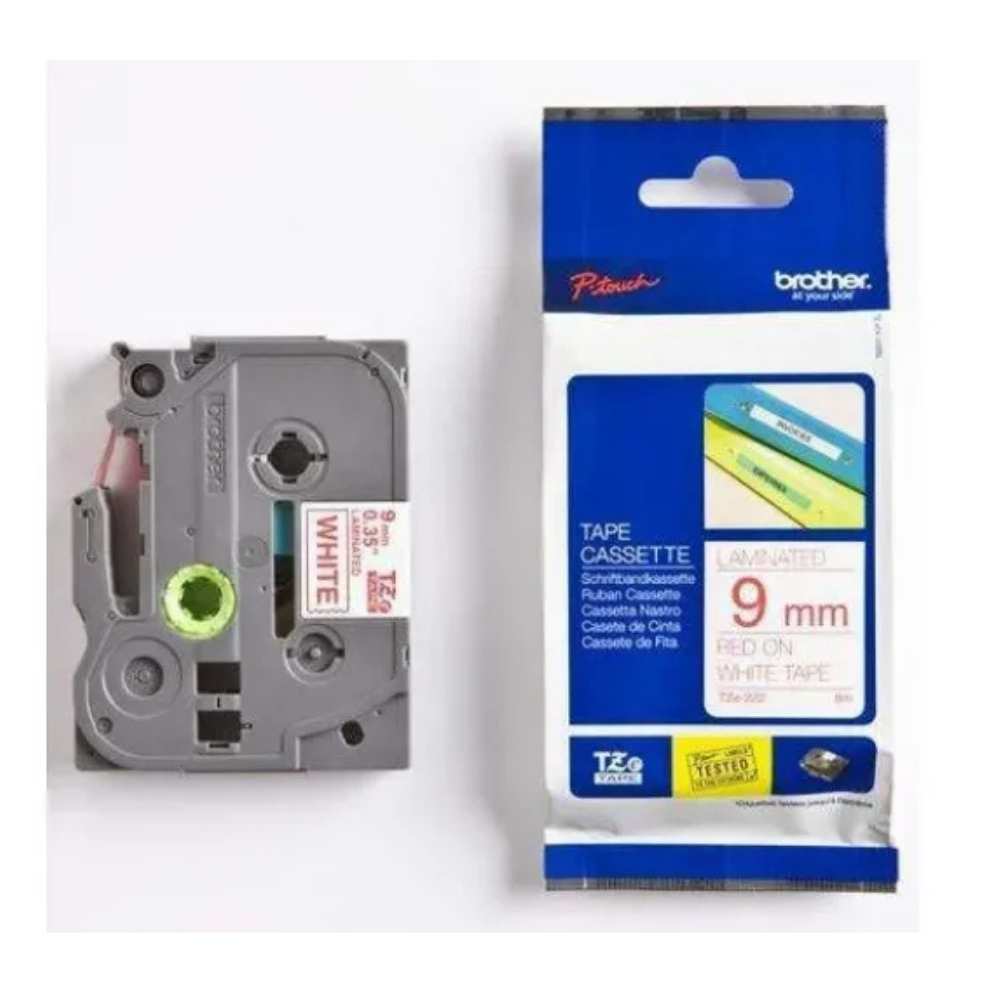 Brother Tape TZE-222 9mm Red on White0