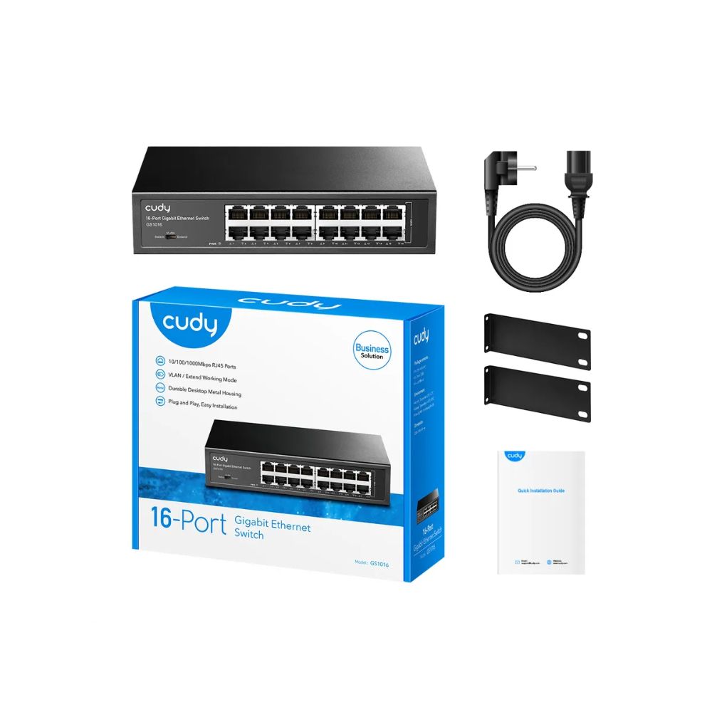 CUDY 16-PORT Gigabit Ethernet (10/100/1000)metal switch