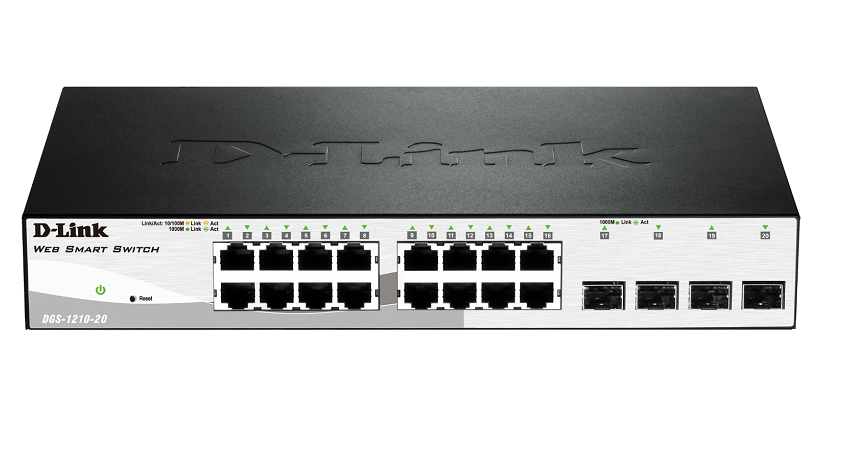 D-link 16 10/100/1000 Base-T ports +4 Smart Managed Gigabit Switch- DGS-1210-20