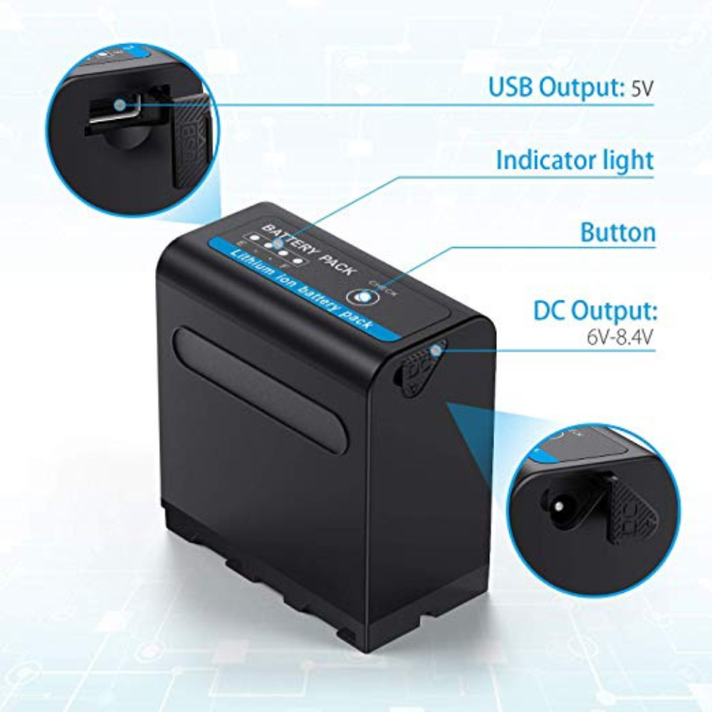 Caisi NP‑F990T PRO Battery – 10050mAh with Type‑C 3