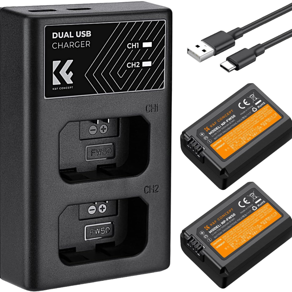Caisi NP‑FW50 Battery Dual Charger for Sony Cameras2