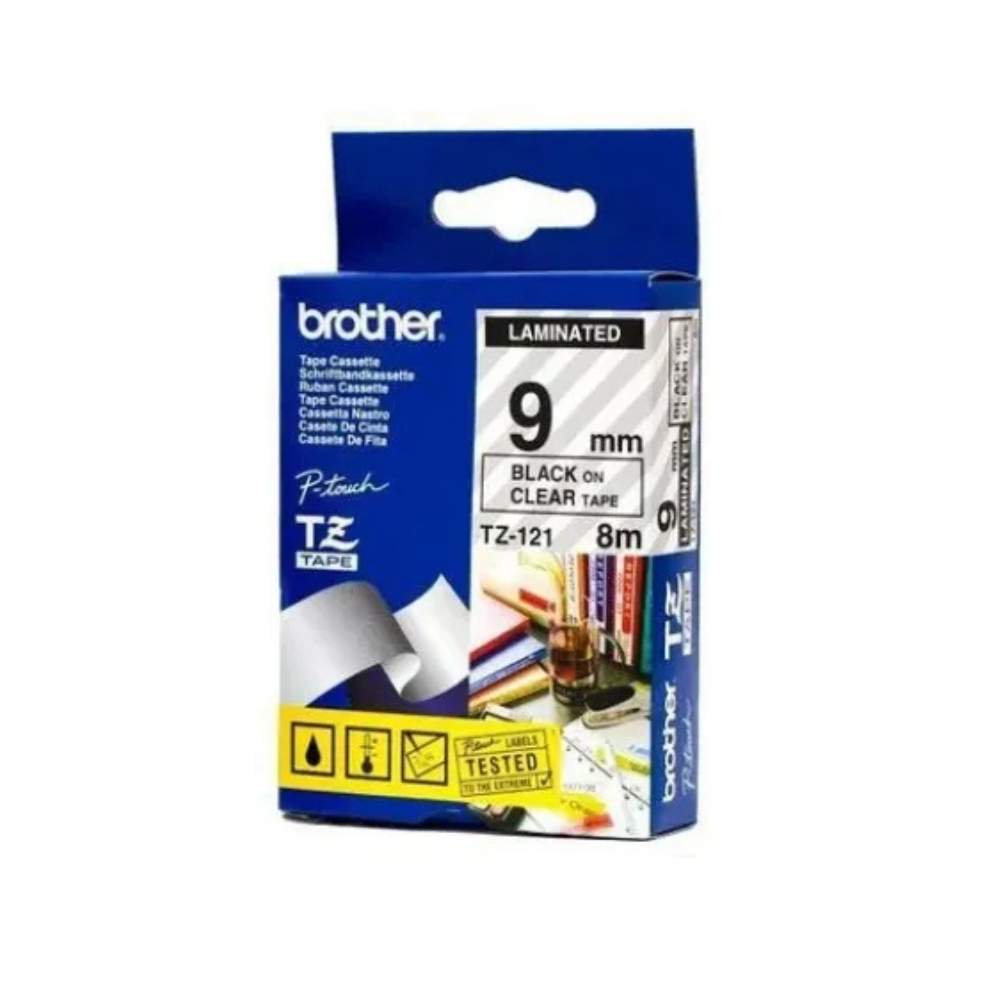 Brother Tape TZE-121 9mm Black on Clear