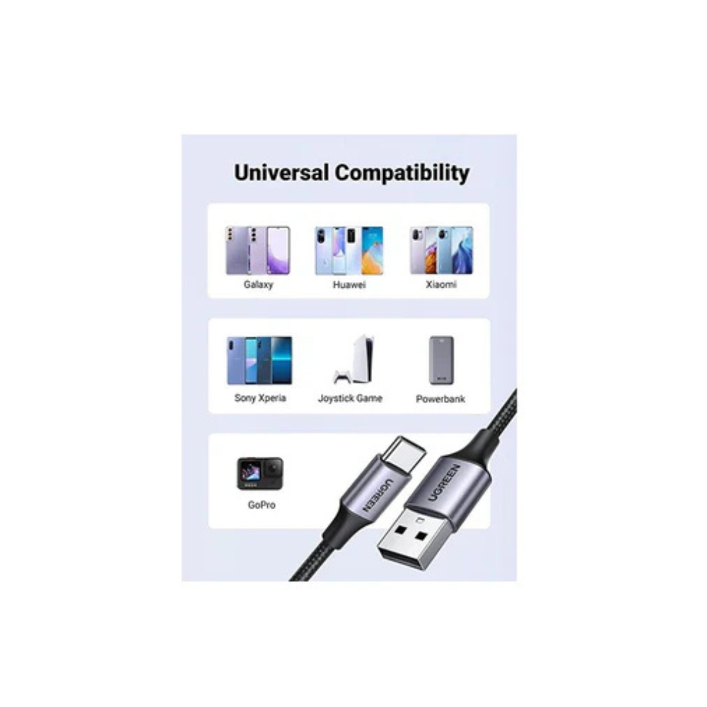 UGREEN USB-A Male to USB-A Male USB 3.0 Alu Case Braided Cable - US373(UG-80791)2M0