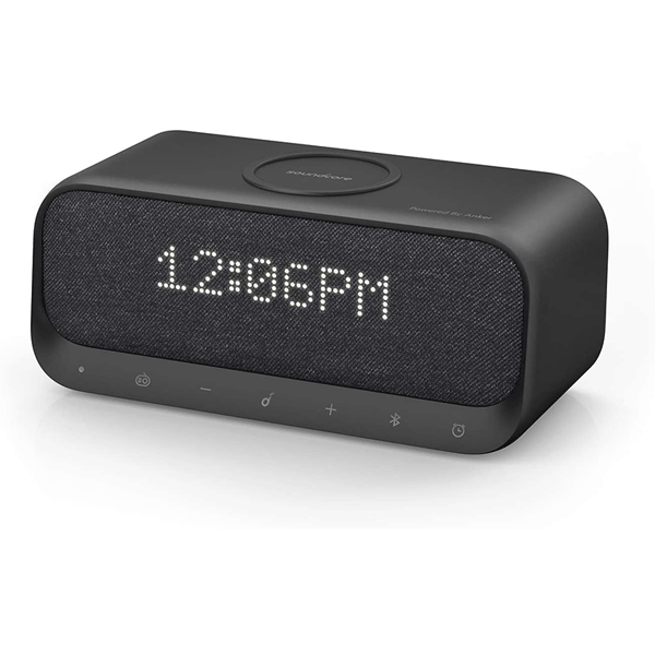 Bluetooth Speaker, Soundcore Wakey Bluetooth Speaker Powered by Anker, Alarm Clock, Stereo Sound, FM Radio, White Noise, Qi Wireless Charger with 7.5W Charging